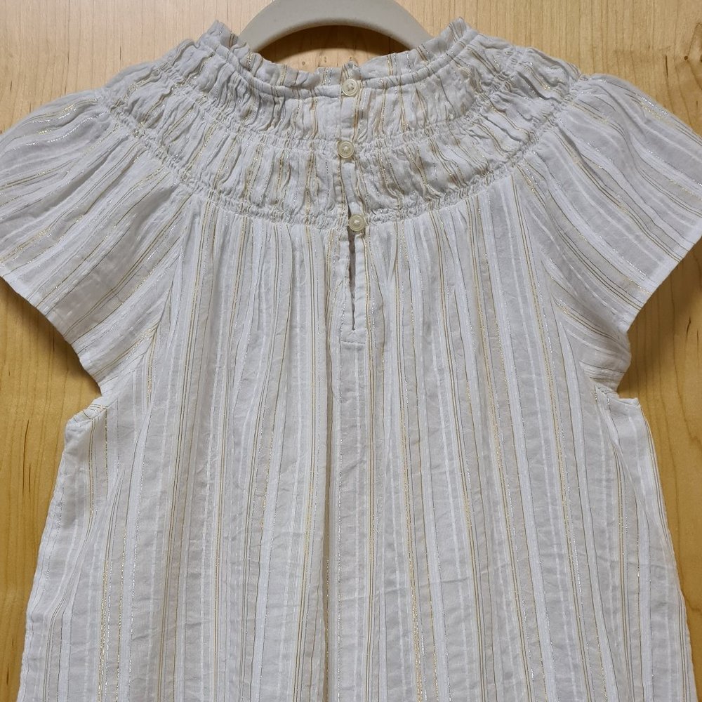 LOFT NWT Shimmer Striped Smocked Shell Top S - Picture 8 of 11